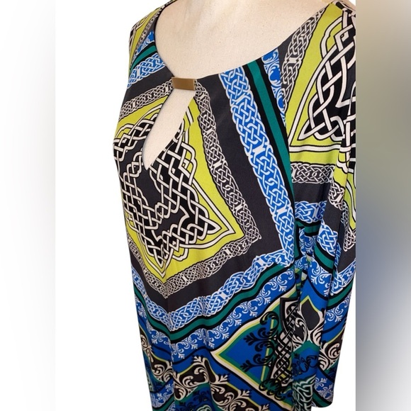 Laundry by Shelli Segal LA Long Sleeve Midi Dress Geometrical Pattern SZ M - Picture 3 of 6